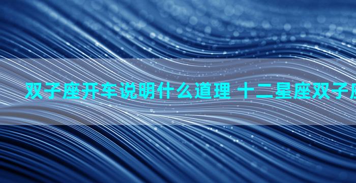 双子座开车说明什么道理 十二星座双子座开什么车